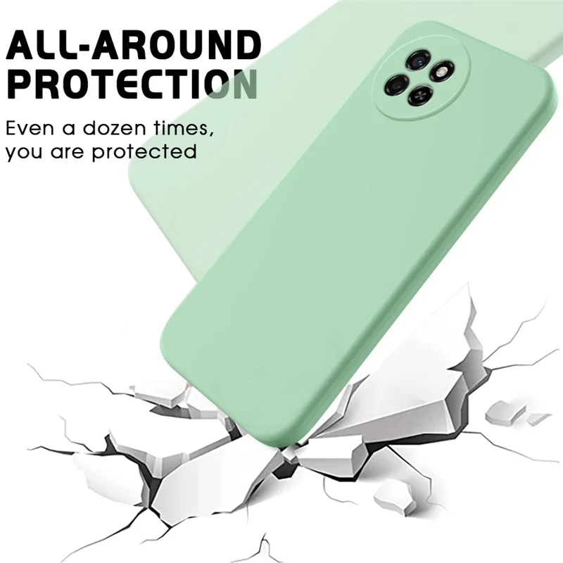 For itel S23 Shockproof Phone Cover Liquid Silicone Soft Lining Phone Case with Strap - Green