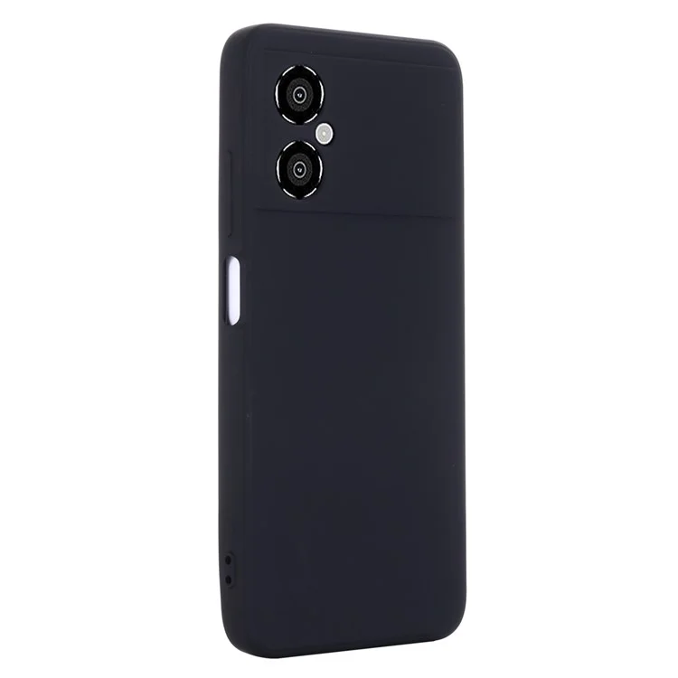 Для Xiaomi Redmi Note 11R 5G Slim-Fit Phone Shell Liquid Silicone Soft Lining Phone Case Cover with Strap - Black