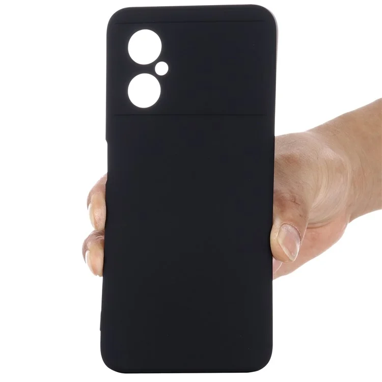 Для Xiaomi Redmi Note 11R 5G Slim-Fit Phone Shell Liquid Silicone Soft Lining Phone Case Cover with Strap - Black