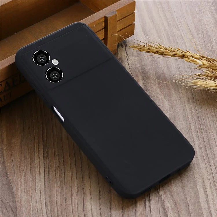 Для Xiaomi Redmi Note 11R 5G Slim-Fit Phone Shell Liquid Silicone Soft Lining Phone Case Cover with Strap - Black