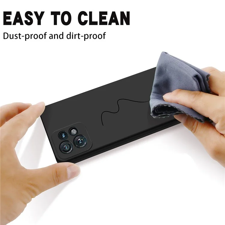 Per Motorola Edge 40 Pro 5G / Moto X40 5G Custodia in silicone liquido a prova di polvere Rivestimento morbido Custodia per telefono con cinturino - Nero