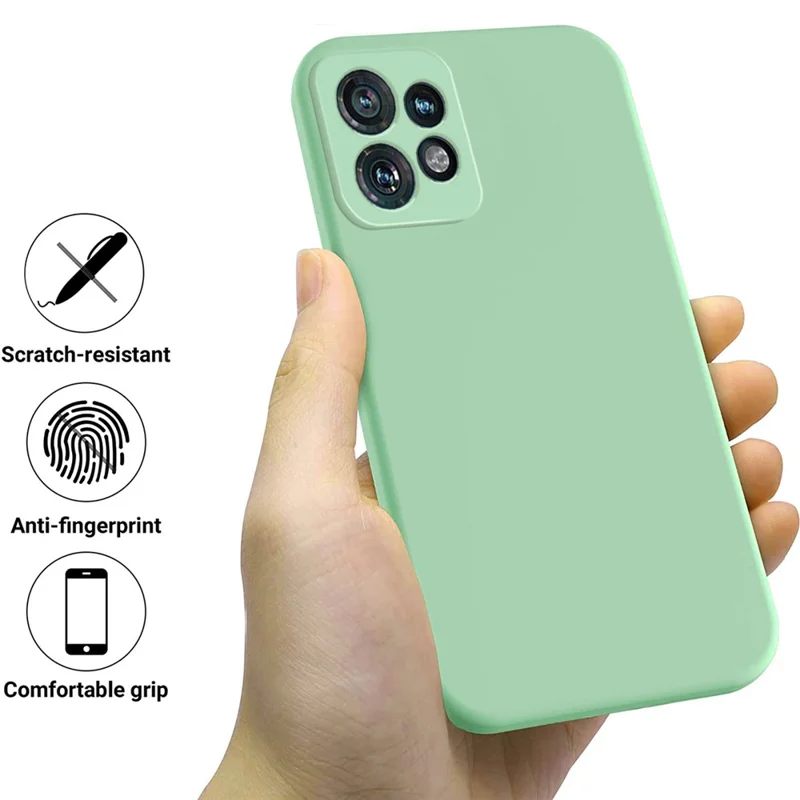 For Motorola Edge 40 Pro 5G / Moto X40 5G Dustproof Liquid Silicone Cover Soft Lining Phone Case Shell with Strap - Green