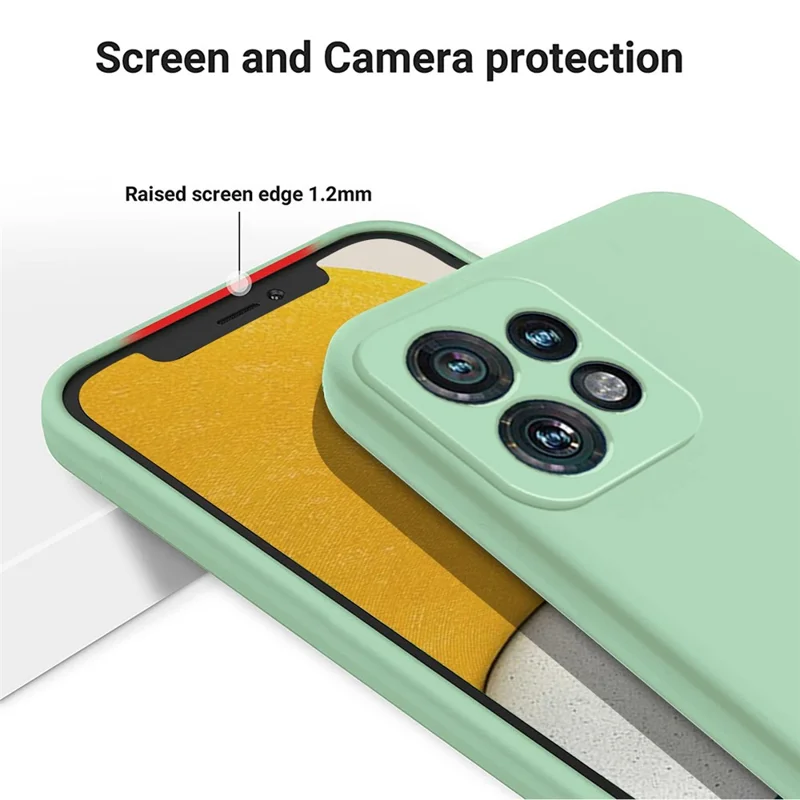 For Motorola Edge 40 Pro 5G / Moto X40 5G Dustproof Liquid Silicone Cover Soft Lining Phone Case Shell with Strap - Green