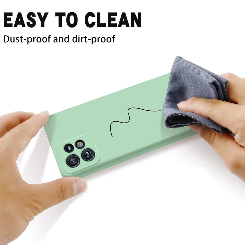 For Motorola Edge 40 Pro 5G / Moto X40 5G Dustproof Liquid Silicone Cover Soft Lining Phone Case Shell with Strap - Green