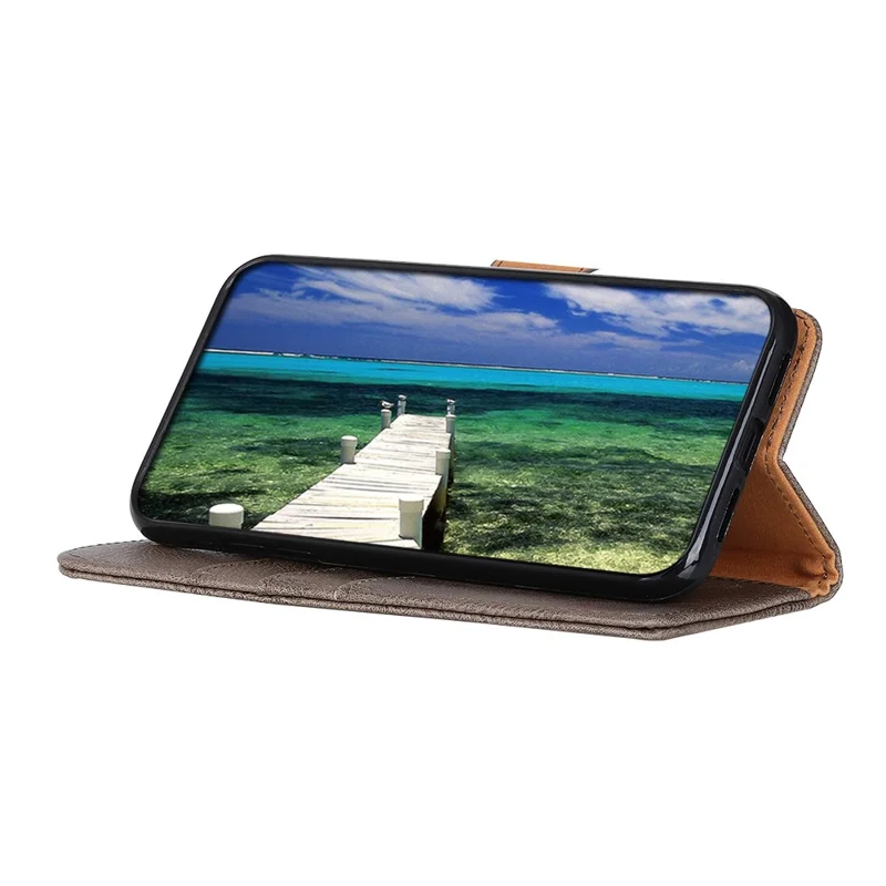 KHAZNEH For Honor 90 PU Leather Phone Cover Anti-Scratch Cowhide Texture Case with Stand Wallet - Khaki