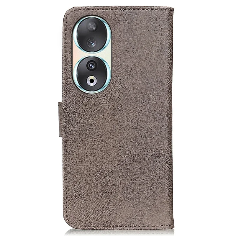 KHAZNEH For Honor 90 PU Leather Phone Cover Anti-Scratch Cowhide Texture Case with Stand Wallet - Khaki