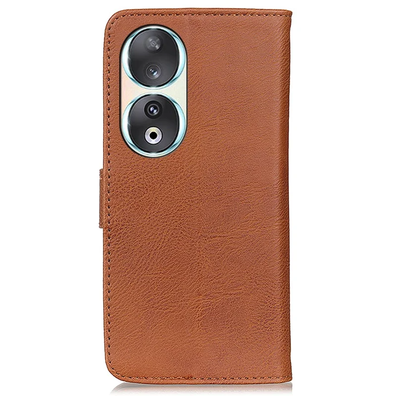 KHAZNEH For Honor 90 PU Leather Phone Cover Anti-Scratch Cowhide Texture Case with Stand Wallet - Brown
