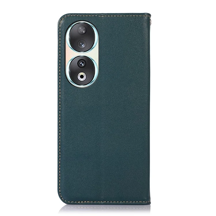 KHAZNEH RFID Blocking Wallet Phone Case for Honor 90, Estuche de teléfono de cuero genuino de vaca para soporte - Verde