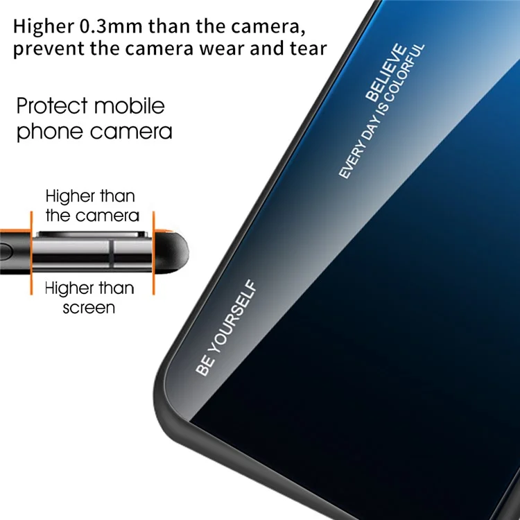 Для Samsung Galaxy S23 FE Gradient Color Case Tempered Glass+PC+TPU Protective Phone Cover - Blue+Black