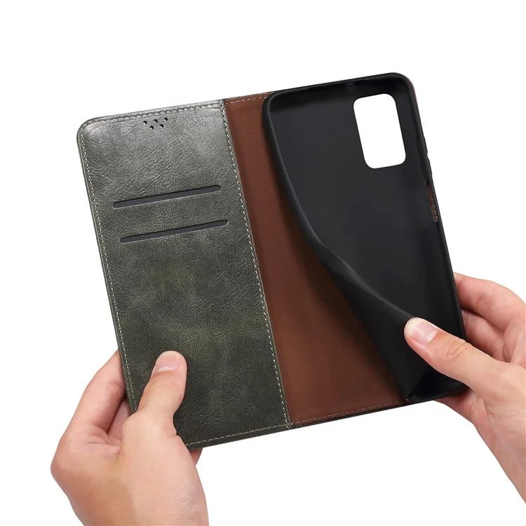 Capa de Couro PU para Nothing Phone (2), Textura de Cavalo Maluco Anti-Arranhões, Carteira Stand Phone Cover - Verde
