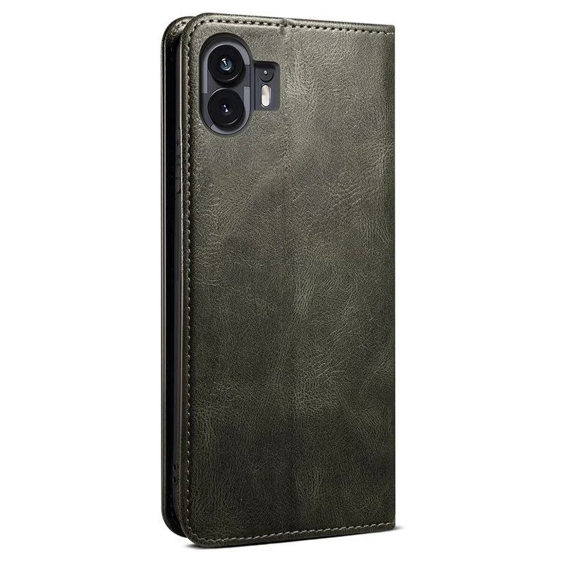 Capa de Couro PU para Nothing Phone (2), Textura de Cavalo Maluco Anti-Arranhões, Carteira Stand Phone Cover - Verde