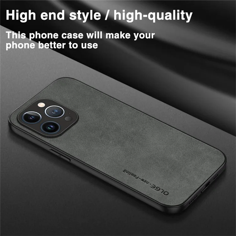 OLGE для iPhone 15 Pro Max Чехол из кожезаменителя PU + гибкий полимер TPU, устойчивый к царапинам, защитный чехол для телефона - синий