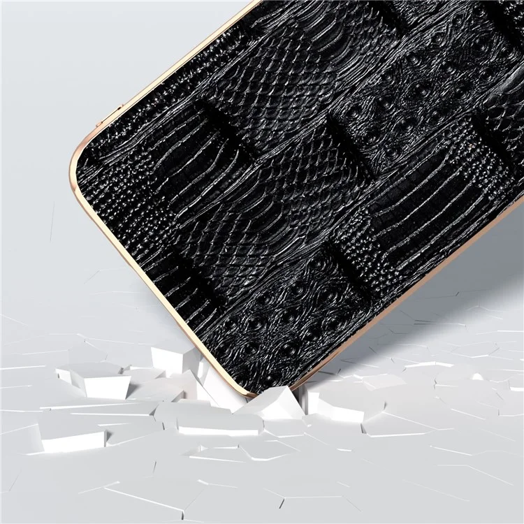 Für Samsung Galaxy S23 FE Mahjong Texture Phone Case Genuine Cowhide Leather+PC+TPU Electroplating Cover - Schwarz