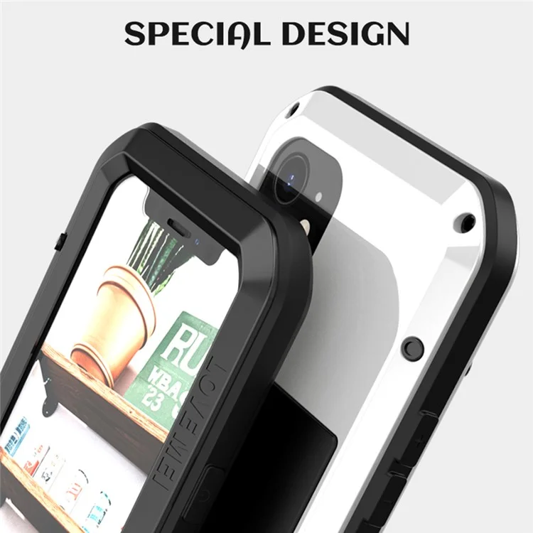 LOVE MEI Pour iPhone 12 Coque de protection intégrale en métal + silicone avec film en verre trempé - Jaune