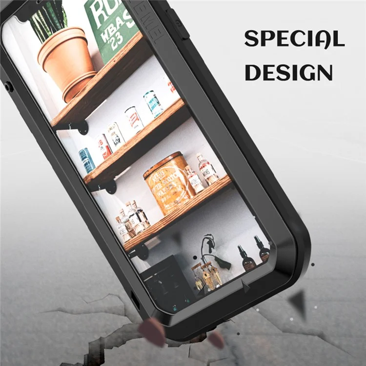 LOVE MEI Pour iPhone 12 Coque de protection intégrale en métal + silicone avec film en verre trempé - Jaune