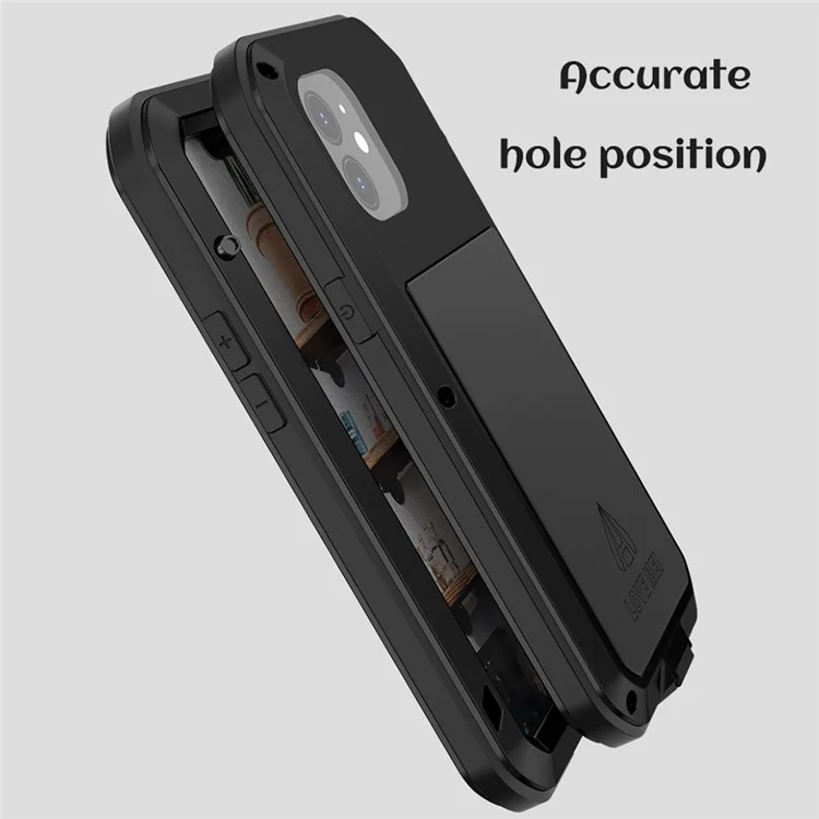 LOVE MEI Pour iPhone 12 Coque de protection intégrale en métal + silicone avec film en verre trempé - Jaune
