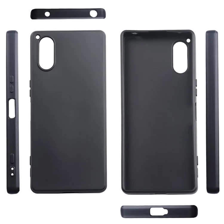 Glossy Mobile Phone Cover for Sony Xperia 5 V , Anti-Scratch TPU Phone Shell Back Case - Black