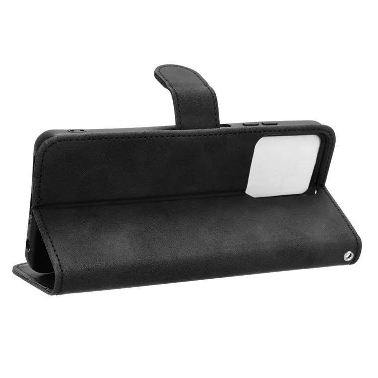 For Blackview Oscal C70 Shockproof Case Skin-touch PU Leather Folding Stand Wallet Protective Cover - Black