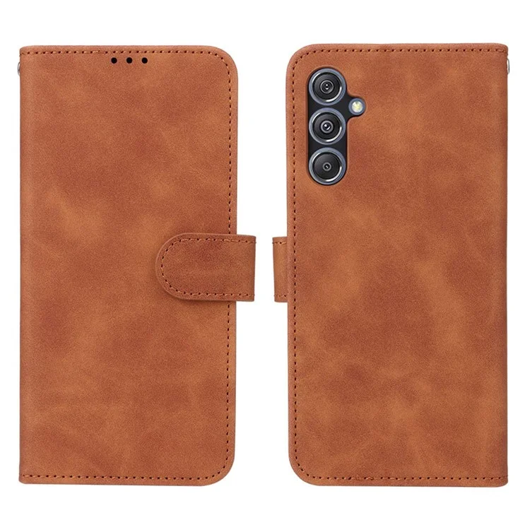 For Samsung Galaxy F34 5G / M34 5G Stand Skin-touch Phone Case Wallet PU Leather Full Protection Phone Cover - Brown