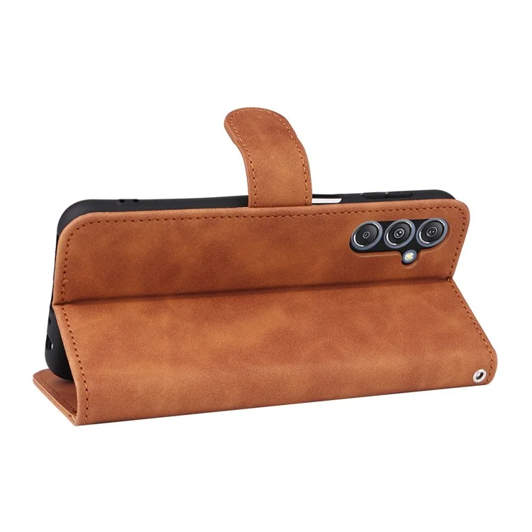 For Samsung Galaxy F34 5G / M34 5G Stand Skin-touch Phone Case Wallet PU Leather Full Protection Phone Cover - Brown