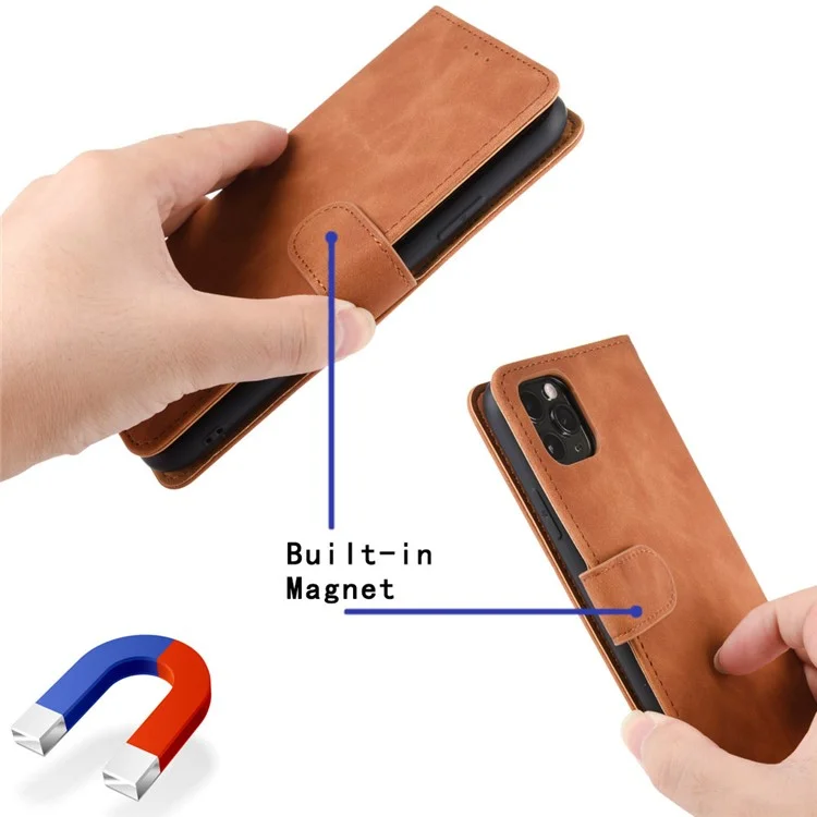 For Samsung Galaxy F34 5G / M34 5G Stand Skin-touch Phone Case Wallet PU Leather Full Protection Phone Cover - Brown