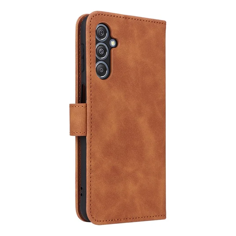 For Samsung Galaxy F34 5G / M34 5G Stand Skin-touch Phone Case Wallet PU Leather Full Protection Phone Cover - Brown