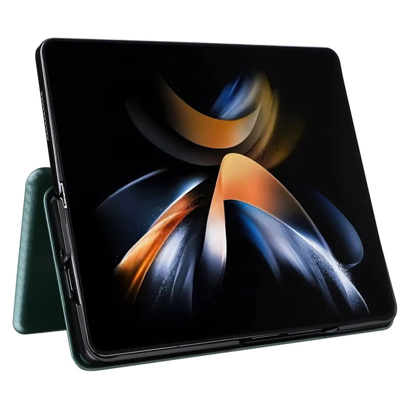 Per Samsung Galaxy Z Fold5 5G Custodia in Fibra di Carbonio con Supporto per Schede Custodia in Pelle Anti-Caduta Protezione per Telefono - Verde