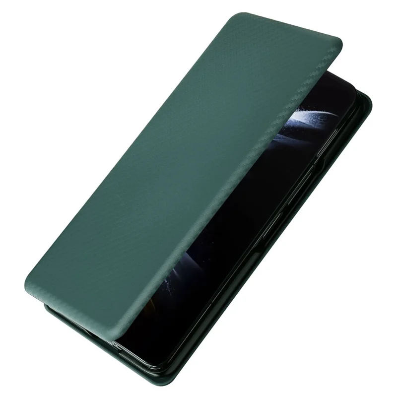 Per Samsung Galaxy Z Fold5 5G Custodia in Fibra di Carbonio con Supporto per Schede Custodia in Pelle Anti-Caduta Protezione per Telefono - Verde