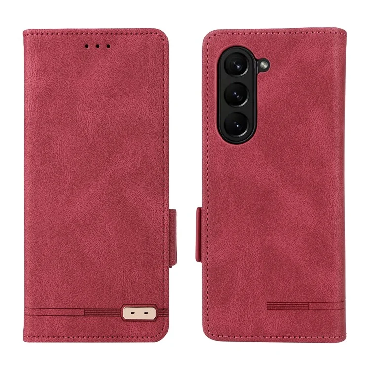Per Samsung Galaxy Z Fold5 5G a prova di caduta Decorazione hardware Custodia per telefono in pelle PU con supporto per portafoglio - Rosa