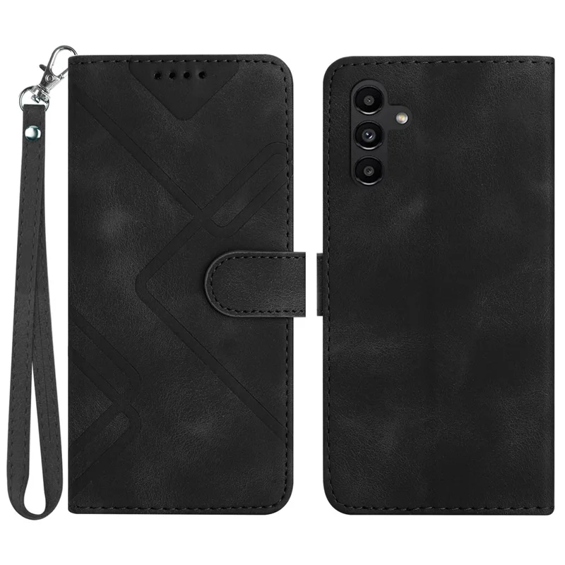 YX0040 Für Samsung Galaxy A24 4G (162,1 x 77,6 x 8,3 mm) Handyhülle mit Prägung aus PU-Leder mit Ständer und Brieftasche - Schwarz
