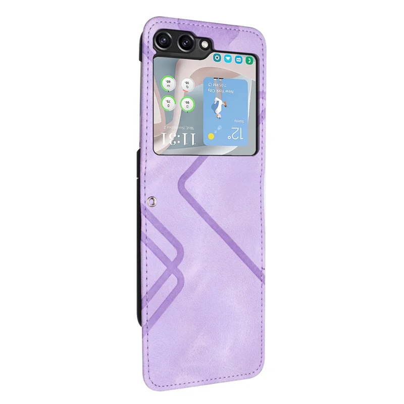 YX0040 For Samsung Galaxy Z Flip5 5G PU Leather+PC Shell Pattern Imprinted Protective Phone Case - Light Purple