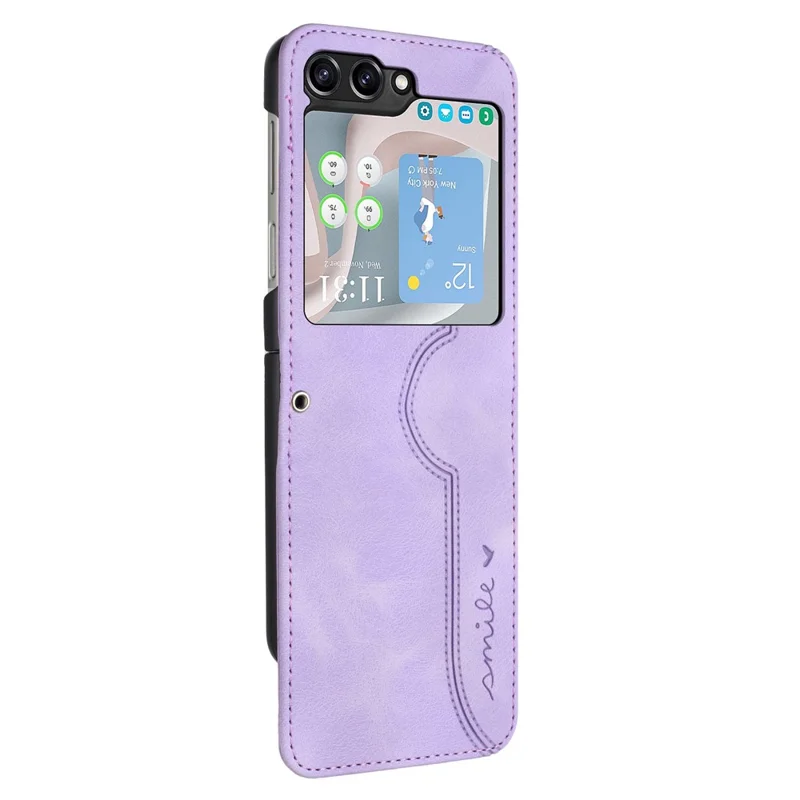 YX0030 For Samsung Galaxy Z Flip5 5G Imprinted PU Leather+PC Phone Case Ultra-Thin Shockproof Cover - Purple