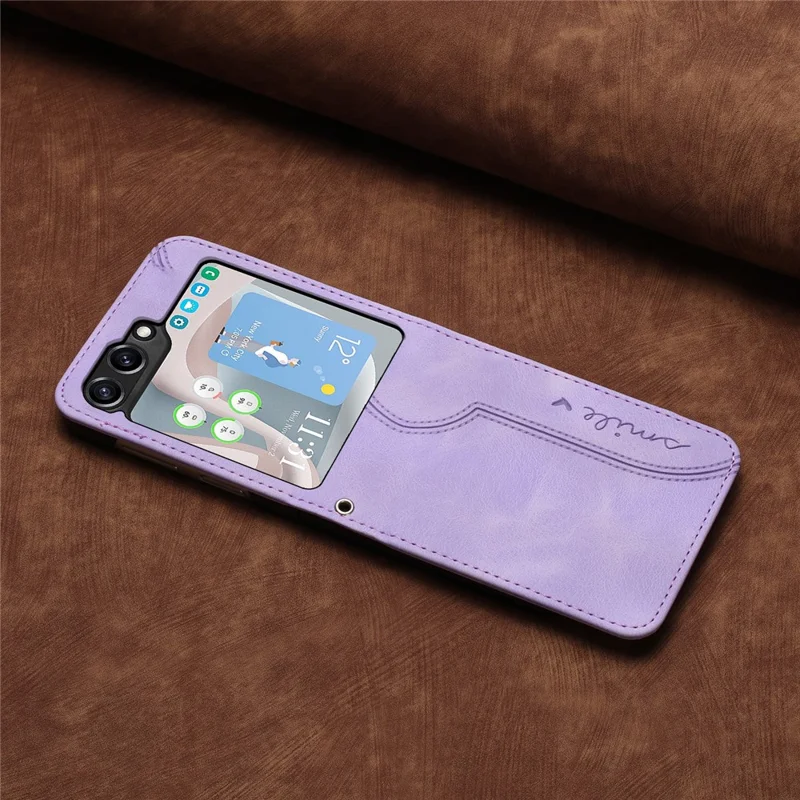YX0030 For Samsung Galaxy Z Flip5 5G Imprinted PU Leather+PC Phone Case Ultra-Thin Shockproof Cover - Purple