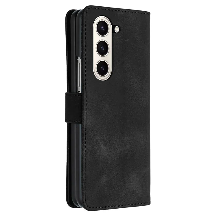 YX0030 Per Samsung Galaxy Z Fold5 5G Card Slots Protective Phone Case PU Leather+PC Imprinted Cover - Nero
