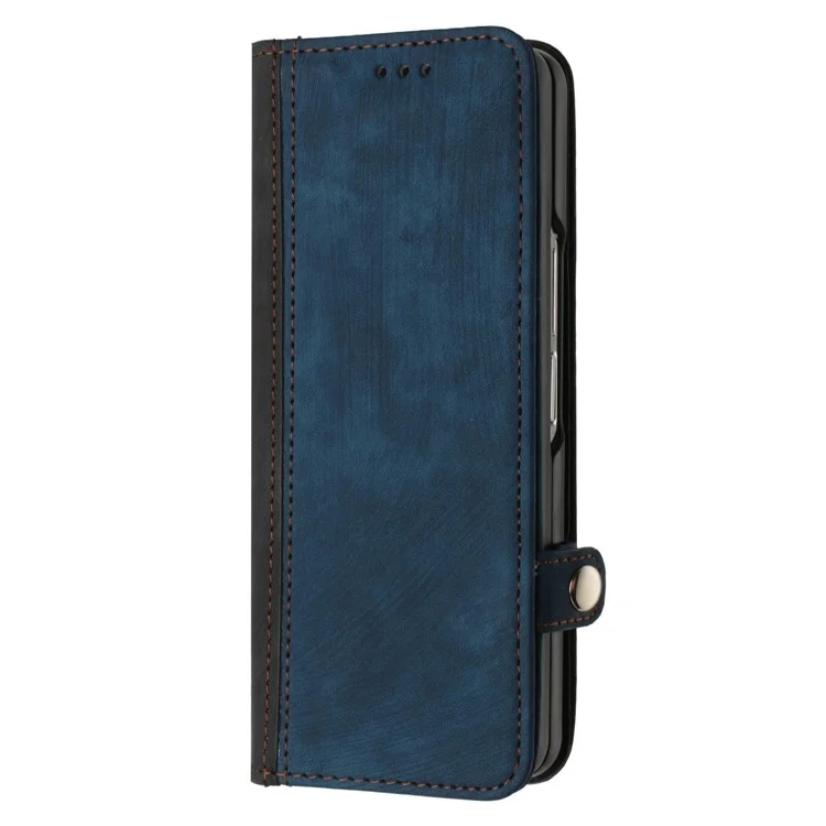 YX0020 Para Samsung Galaxy Z Fold5 5G Funda de Teléfono de Piel PU + PC con Ranuras para Tarjetas a Prueba de Golpes - Zafiro