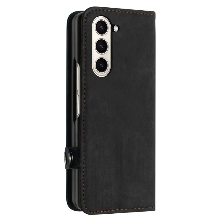 YX0020 Para Samsung Galaxy Z Fold5 5G Funda de Teléfono de Piel PU + PC con Ranuras para Tarjetas a Prueba de Golpes - Zafiro