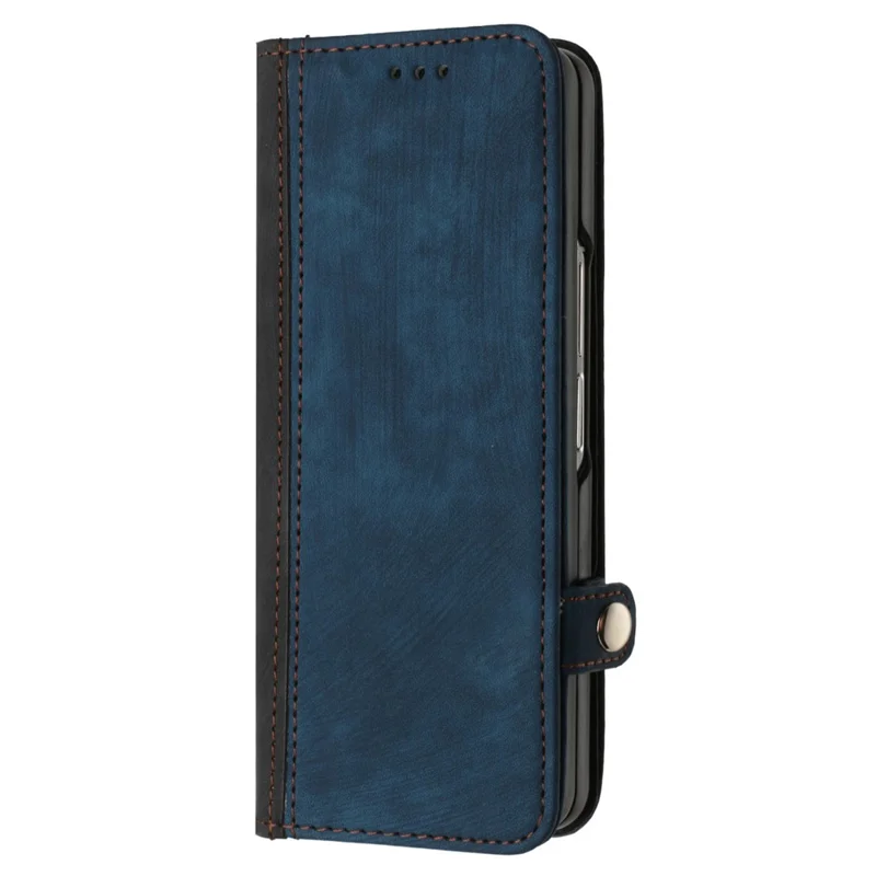 YX0020 Para Samsung Galaxy Z Fold4 5G Suporte de Cartão Slots Capa de Telefone PU Leather+PC Protective Cover - Safira