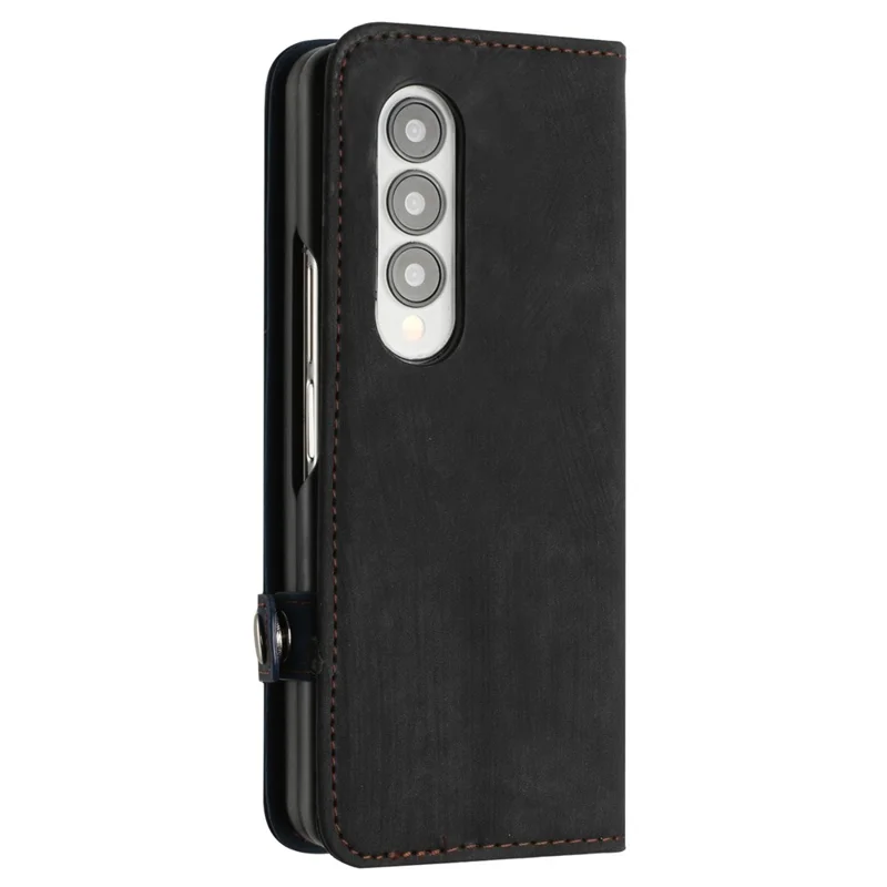YX0020 Para Samsung Galaxy Z Fold4 5G Suporte de Cartão Slots Capa de Telefone PU Leather+PC Protective Cover - Safira