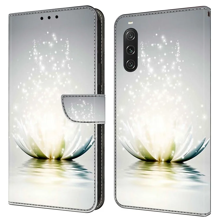 For Sony Xperia 10 V Protective Wallet Case 3D Pattern Printing PU Leather Phone Cover with Stand - Lotus