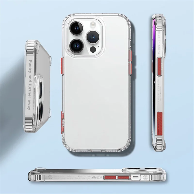 For iPhone 15 Pro Four Corners Airbag Mobile Phone Case Shockproof PC+TPU Back Cover - Transparent