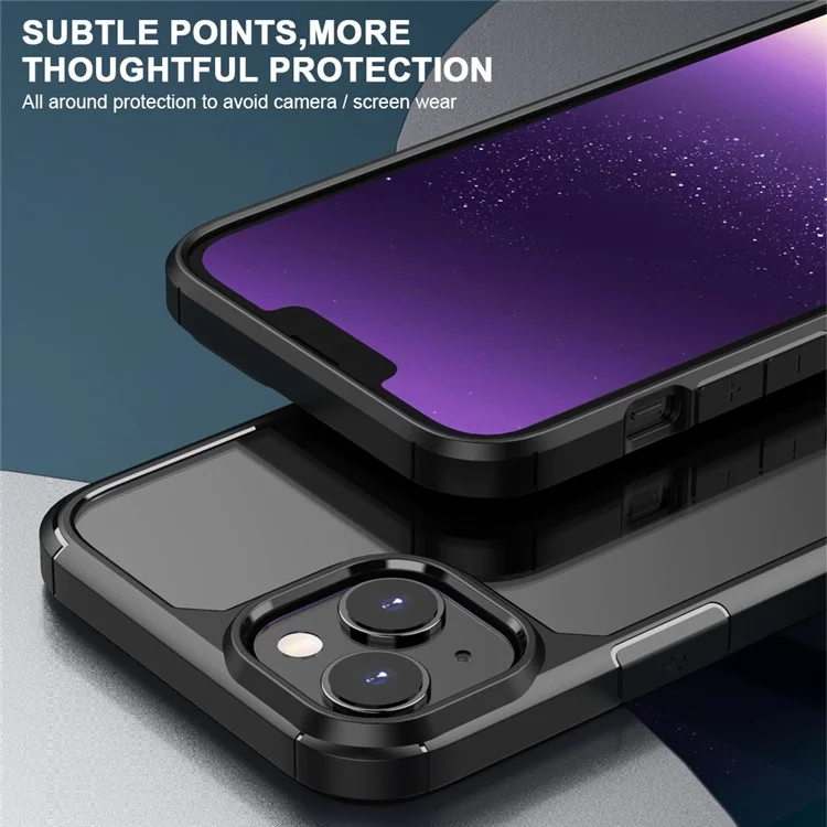 Funda de teléfono de la serie Defense Armor para iPhone 15 Plus PC+TPU Protective Back Cover - Negro