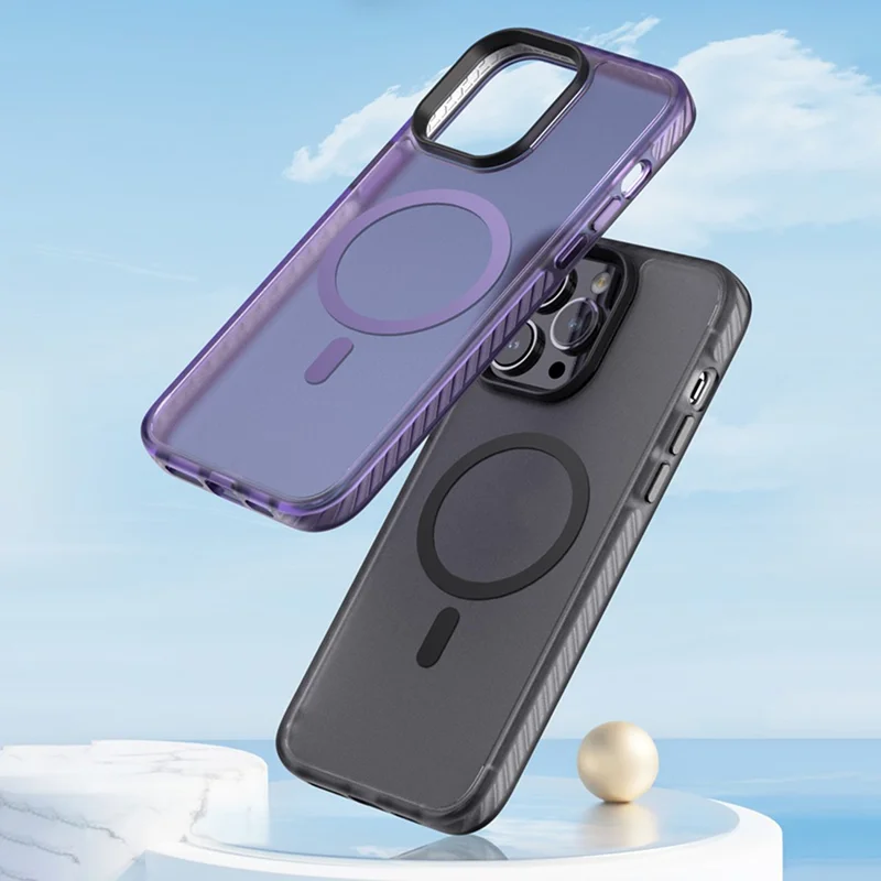 Coque de téléphone mate pour iPhone 15 Pro Antidérapante Protection Magnétique Compatible avec MagSafe - Violet