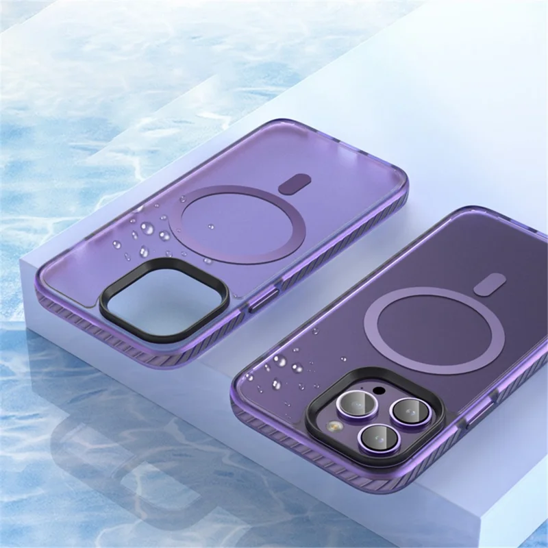 Coque de téléphone mate pour iPhone 15 Pro Antidérapante Protection Magnétique Compatible avec MagSafe - Violet