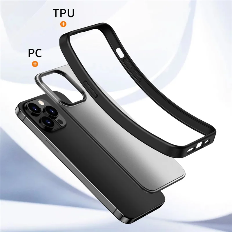 Série magique pour iPhone 15 Pro Translucent Matte Phone Case TPU + PC Coque antichoc - Noir