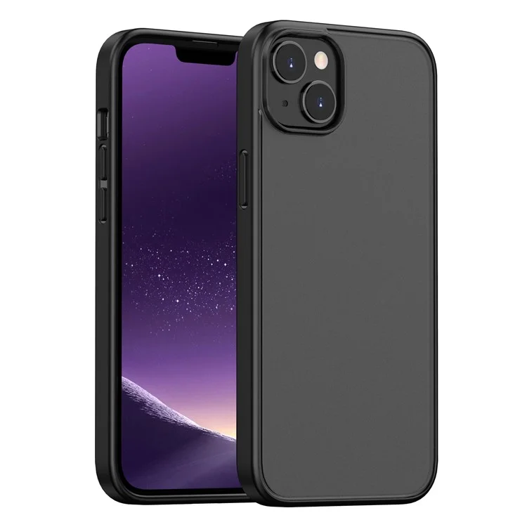 Magic Series Frosted Translucent Back Cover for iPhone 15 Plus , TPU + PC Anti-Fingerprint Phone Case - Black
