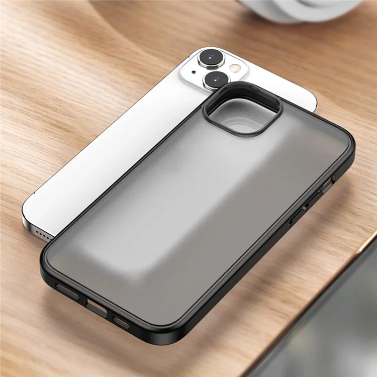 Magic Series Frosted Translucent Back Cover for iPhone 15 Plus , TPU + PC Anti-Fingerprint Phone Case - Black