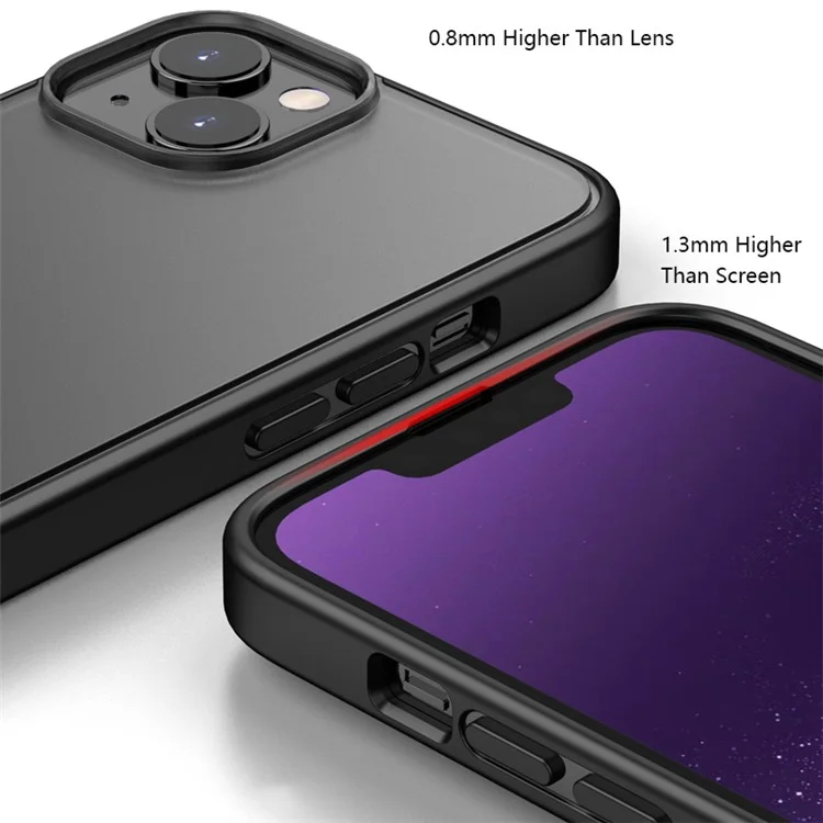 Magic Series Frosted Translucent Back Cover for iPhone 15 Plus , TPU + PC Anti-Fingerprint Phone Case - Black