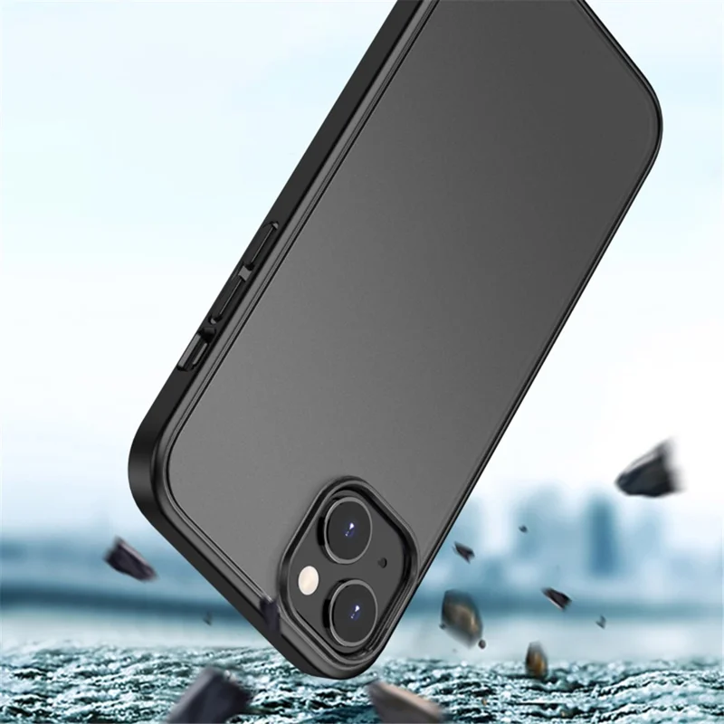 Magic Series Frosted Translucent Back Cover for iPhone 15 Plus , TPU + PC Anti-Fingerprint Phone Case - Blue