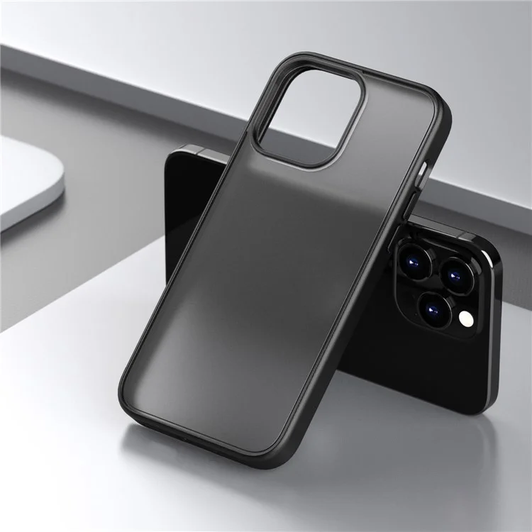 Magic Series TPU + PC Phone Case for iPhone 15 Pro Max , Translucent Matte Protective Cover - Black