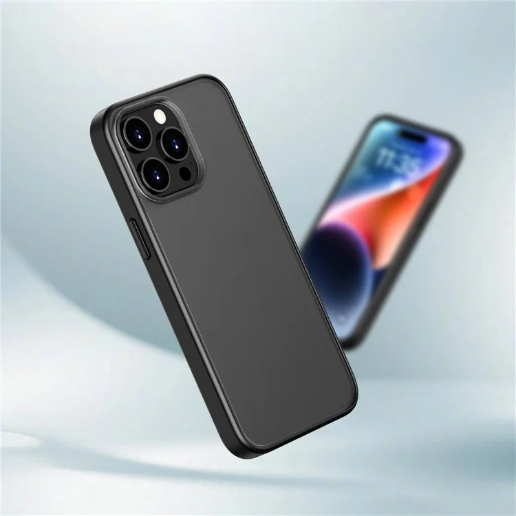Magic Series TPU + PC Phone Case for iPhone 15 Pro Max , Translucent Matte Protective Cover - Black
